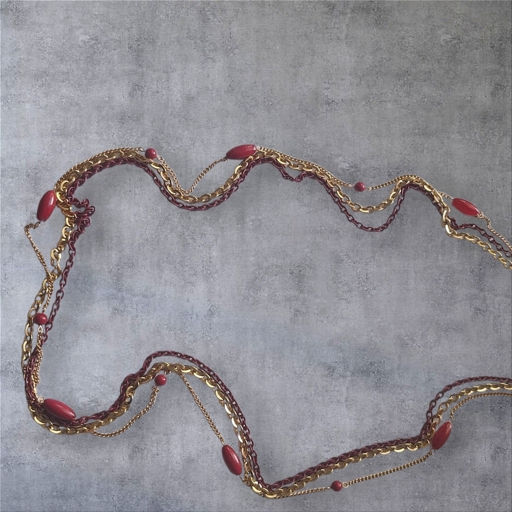 Vintage Gold and Red Necklace with Artistic Design